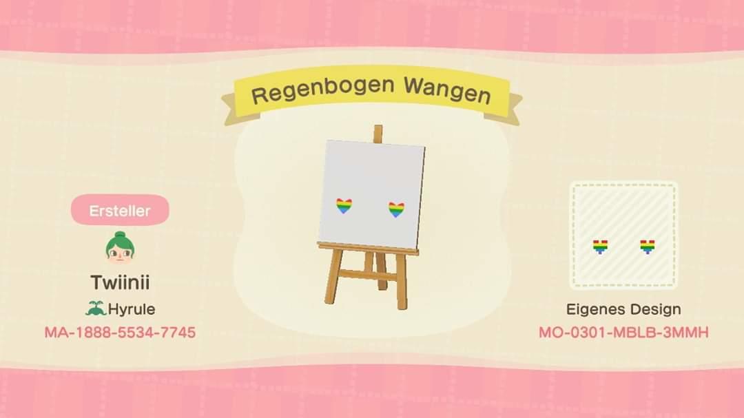 Animal Crossing Design Code: MO-0301-MBLB-3MMH Regenbogen Wangen