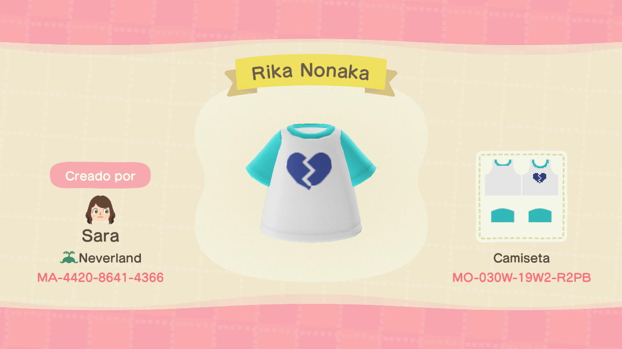 Animal Crossing Design Code: MO-030W-19W2-R2PB Rika Nonaka