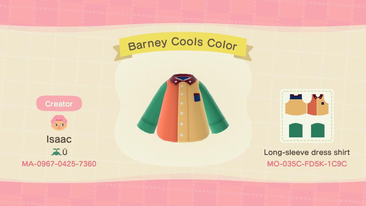Animal Crossing Design Code: MO-035C-FD5K-1C9C Barney Cools Color