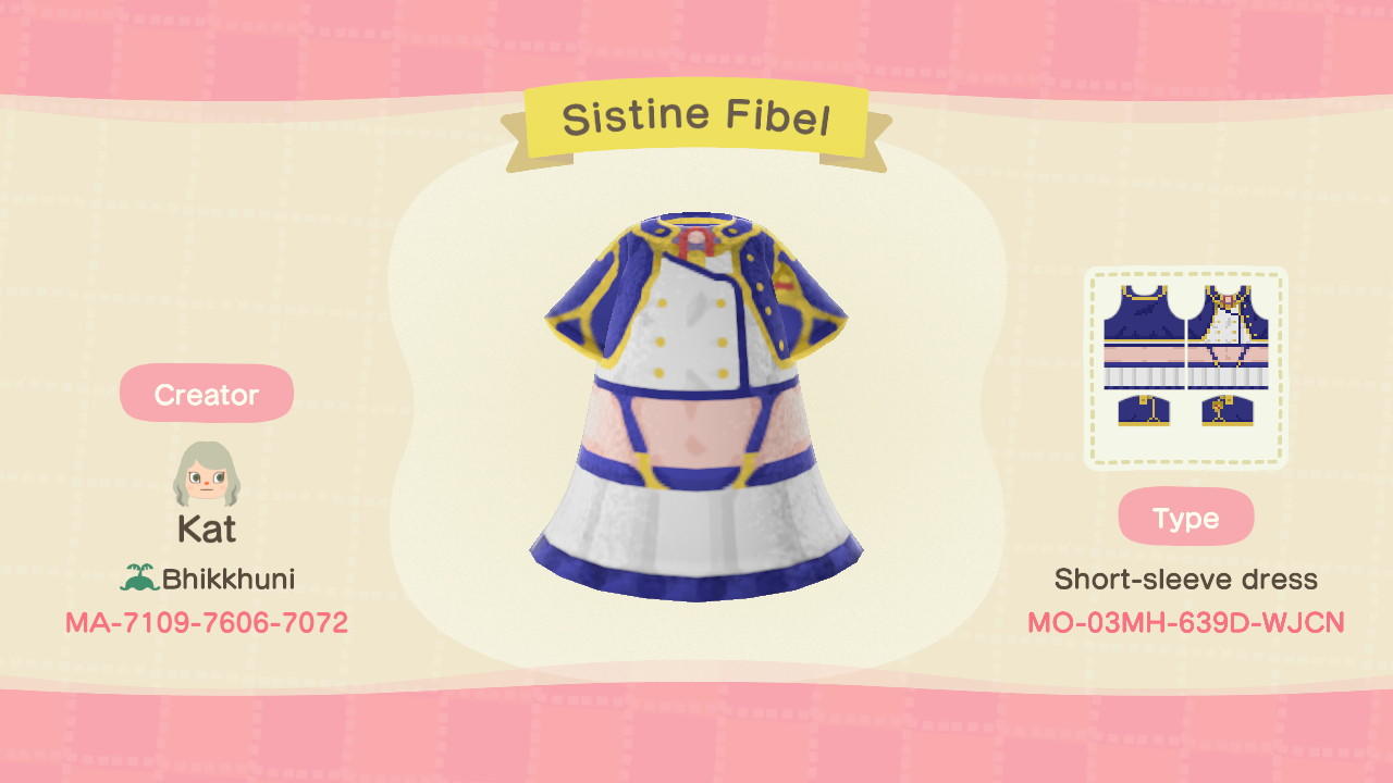 Animal Crossing Design Code: MO-03MH-639D-WJCN Sistine Fibel