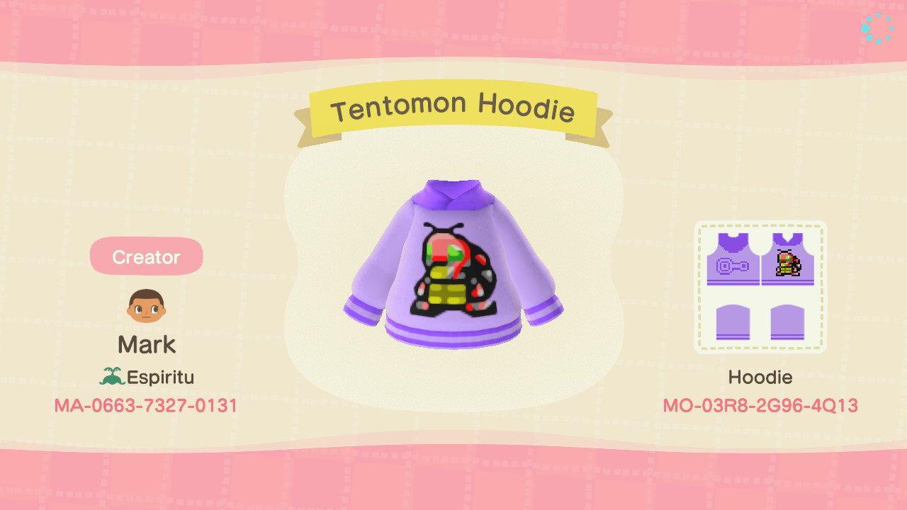 Animal Crossing Design Code: MO-03R8-2G96-4Q13 Tentomon Hoodie
