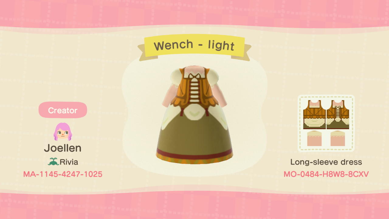 Animal Crossing Design Code: MO-0484-H8W8-8CXV Wench