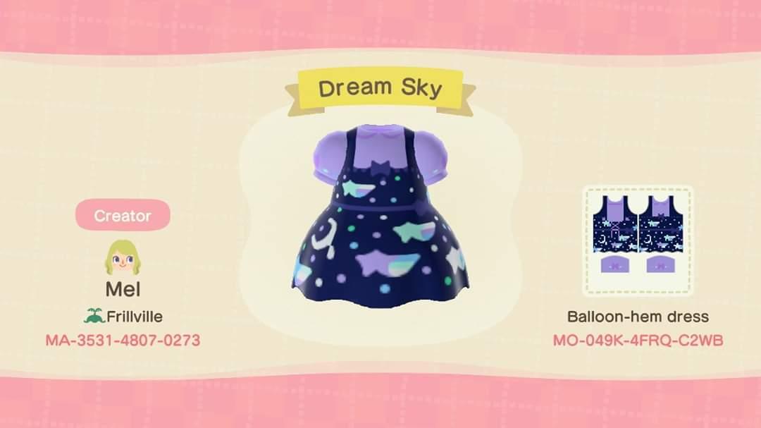 Animal Crossing Design Code: MO-049K-4FRQ-C2WB Dream Sky