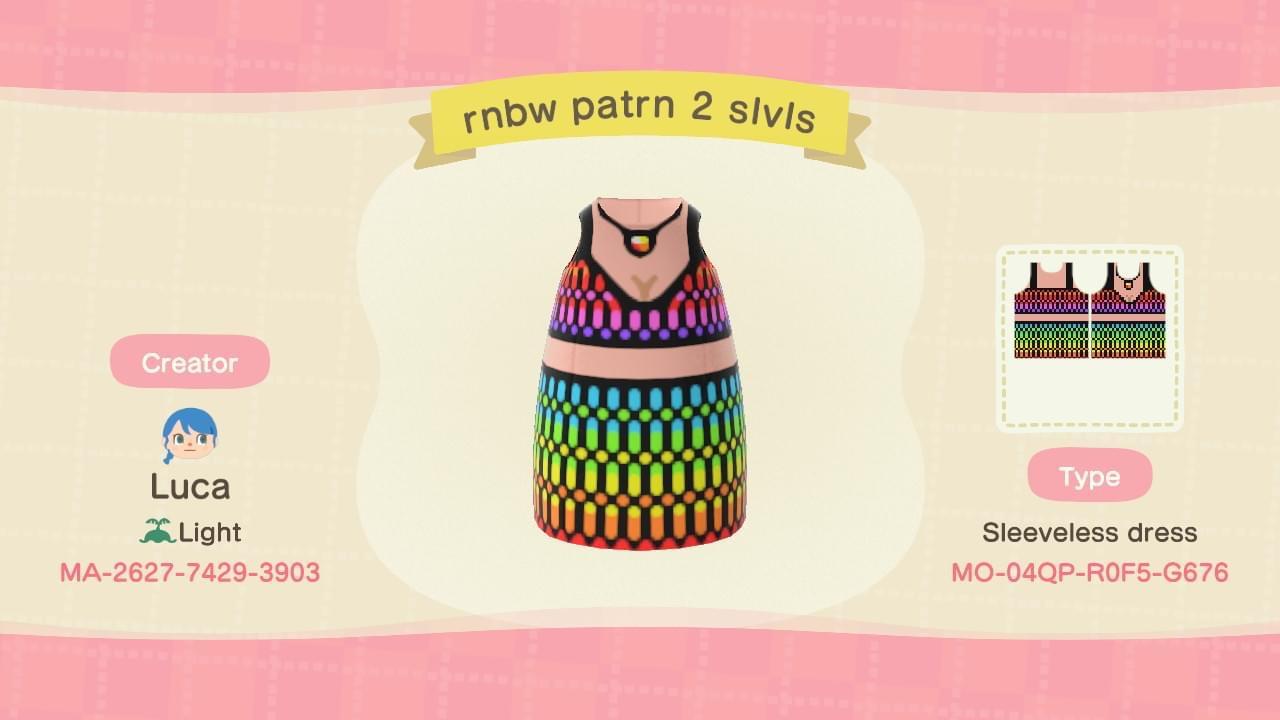 Animal Crossing Design Code: MO-04QP-R0F5-G676 Rnbw patrn 2 slvls