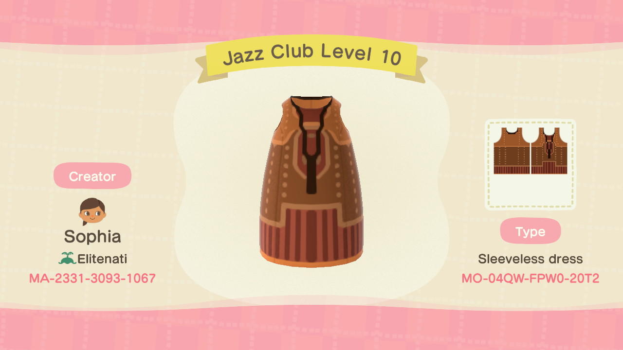 Animal Crossing Design Code: MO-04QW-FPW0-20T2 Jazz Club Level 10