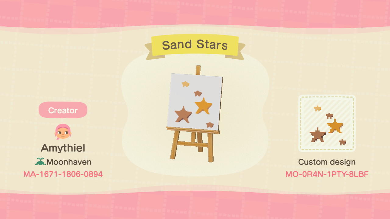 Animal Crossing Design Code: MO-04RN-1PTY-8LBF Sand Stars