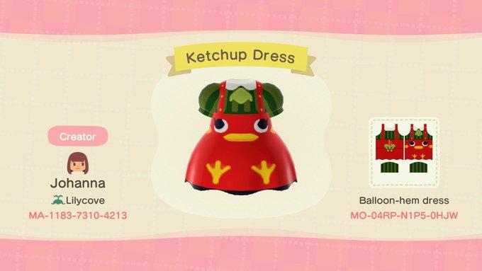Animal Crossing Design Code: MO-04RP-N1P5-0HJW Ketchup Dress