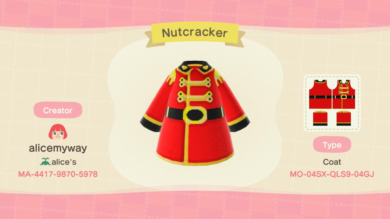 Animal Crossing Design Code: MO-04SX-QLS9-04GJ Nutcracker