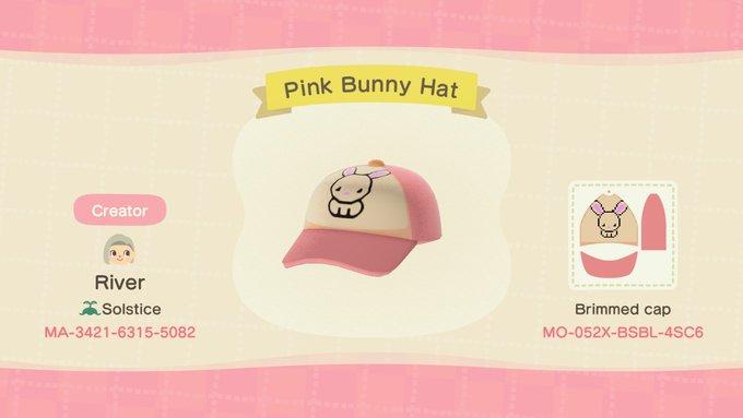 Animal Crossing Design Code: MO-052X-BSBL-4SC6 Pink Bunny Hat