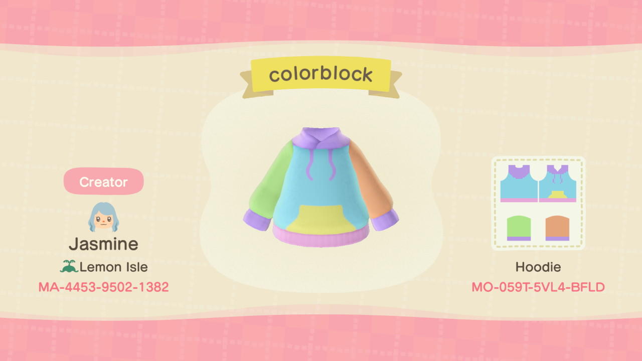 Animal Crossing Design Code: MO-059T-5VL4-BFLD colorblock