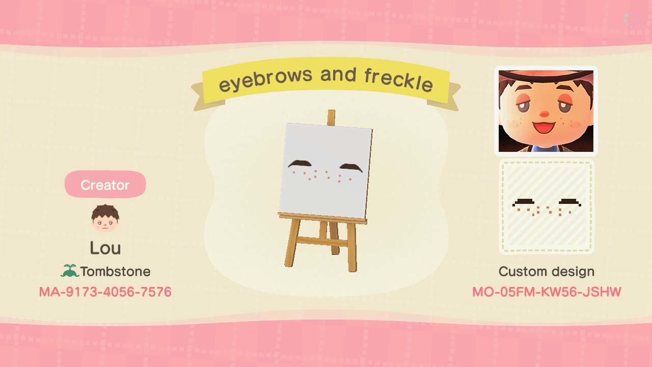 Animal Crossing Design Code: MO-05FM-KW56-JSHW eyebrows & freckles