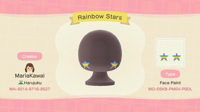Animal Crossing Design Code: MO-05KB-PM0V-P0DL Rainbow Stars