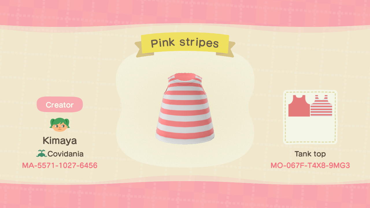 Animal Crossing Design Code: MO-067F-T4X8-9MG3 Pink Stripes