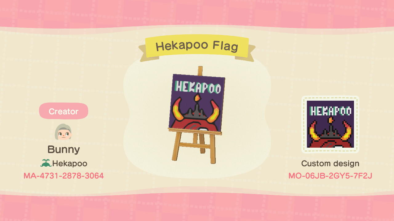 Animal Crossing Design Code: MO-06JB-2GY5-7F2J Hekapoo