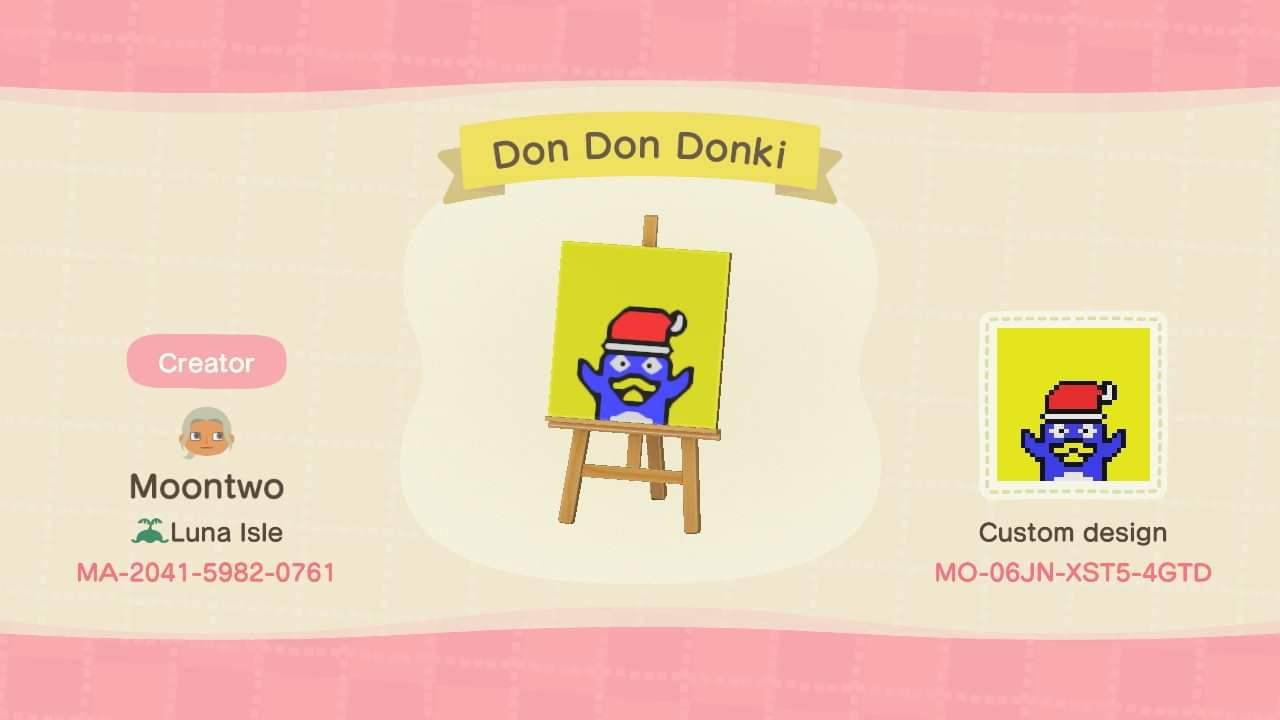 Animal Crossing Design Code: MO-06JN-XST5-4GTD Don Don Donki