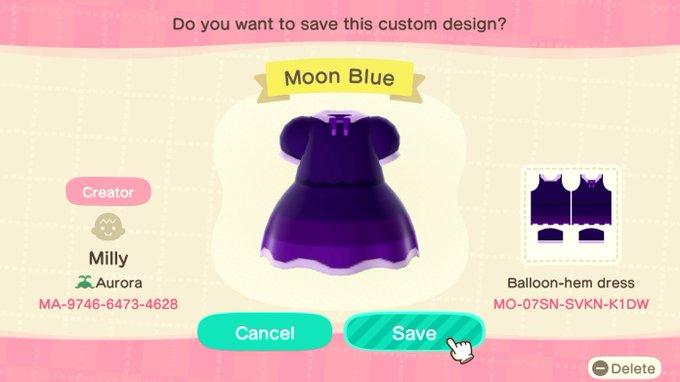 Animal Crossing Design Code: MO-07SN-SVKN-K1DW Moon Blue