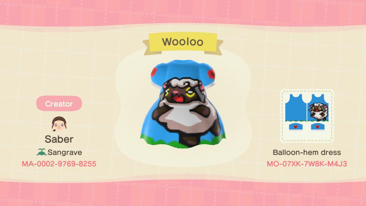 Animal Crossing Design Code: MO-07XK-7W8K-M4J3 Wooloo Dress