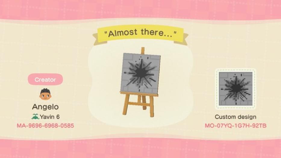 Animal Crossing Design Code: MO-07YQ-1G7H-92TB Almost there...