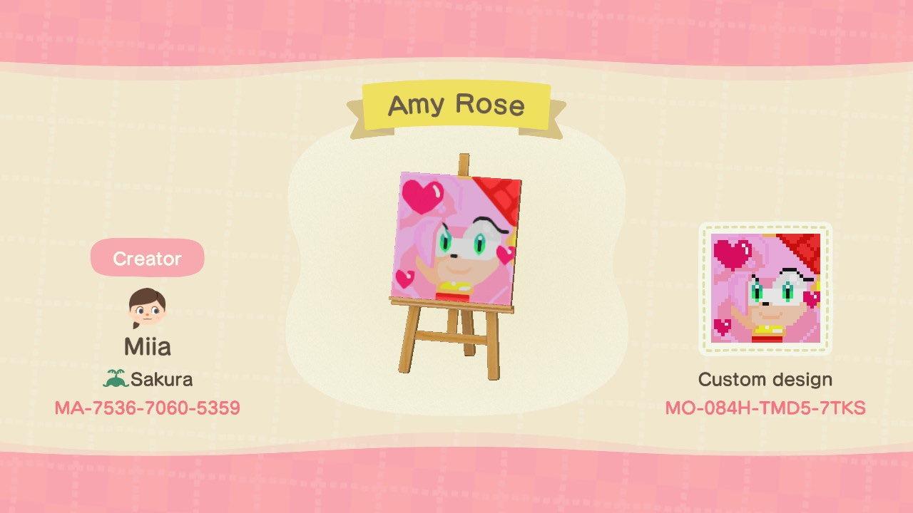 Animal Crossing Design Code: MO-084H-TMD5-7TKS Amy Rose