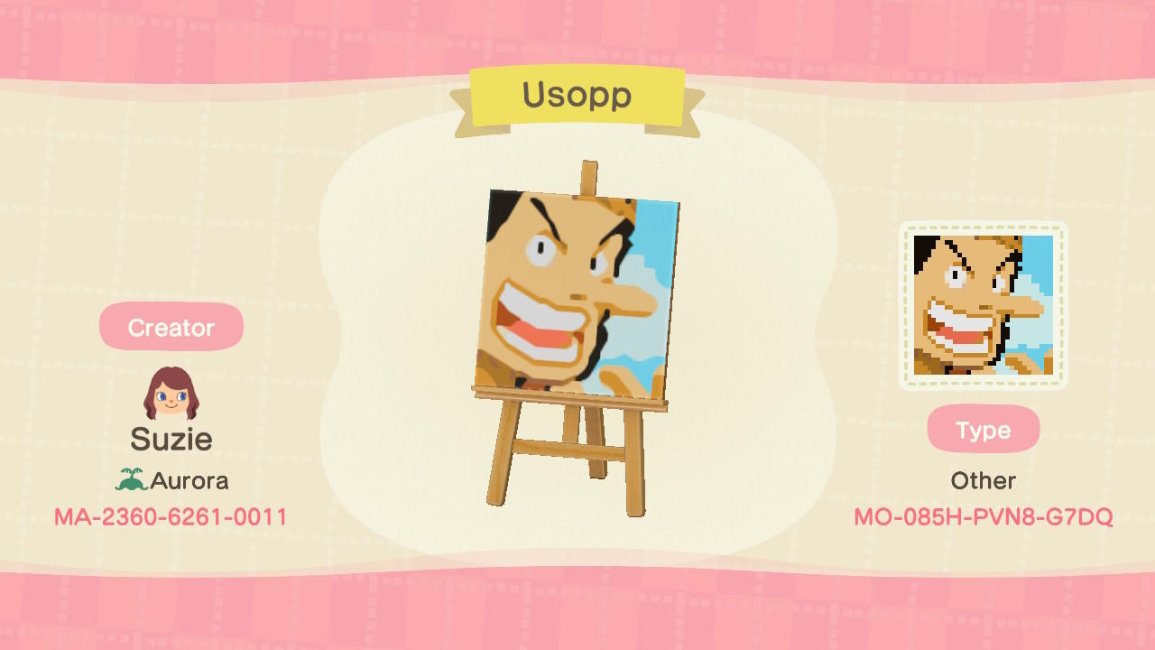 Animal Crossing Design Code: MO-085H-PVN8-G7DQ One Piece Usopp