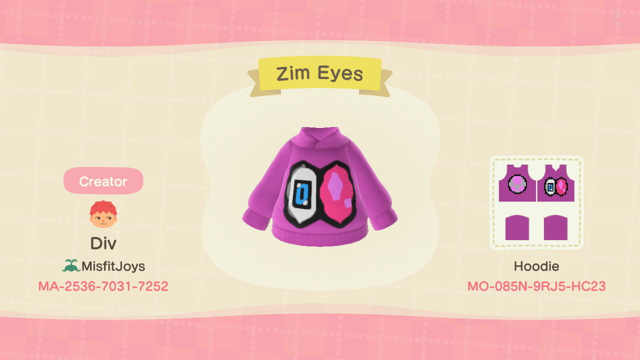 Animal Crossing Design Code: MO-085N-9RJ5-HC23 Zim Eyes