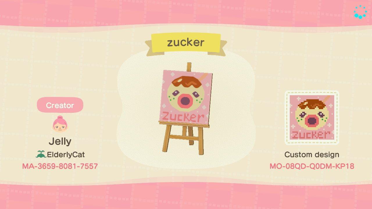 Animal Crossing Design Code: MO-08DQ-Q0DM-KP18 Zucker Sign