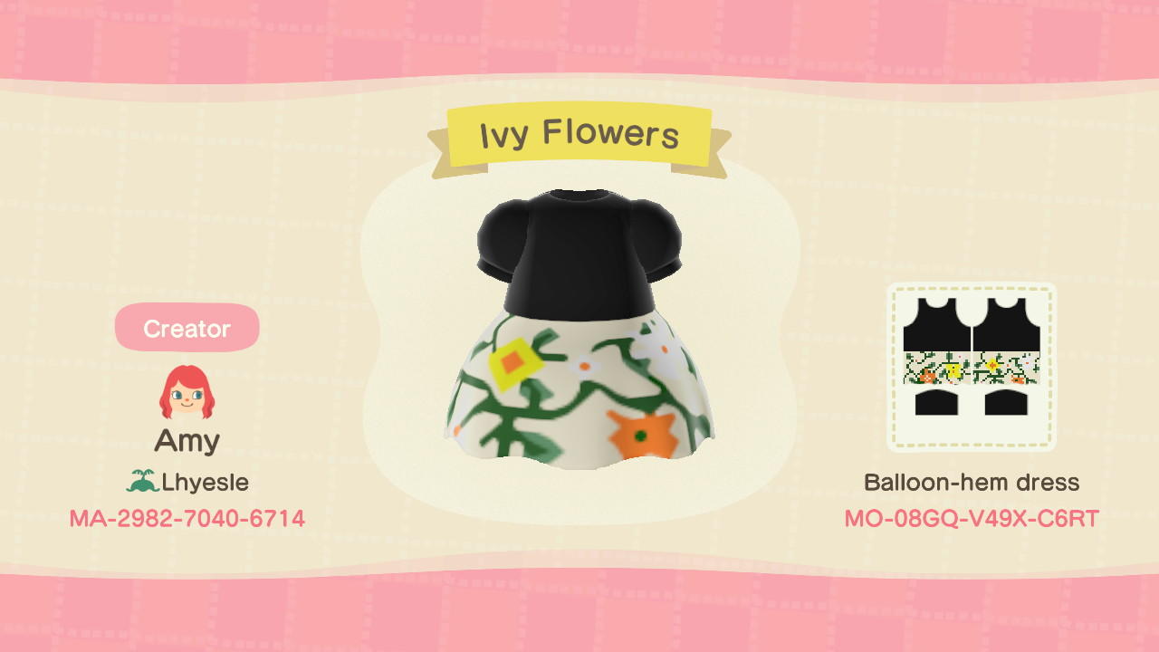 Animal Crossing Design Code: MO-08GQ-V49X-C6RT Ivy Flowers