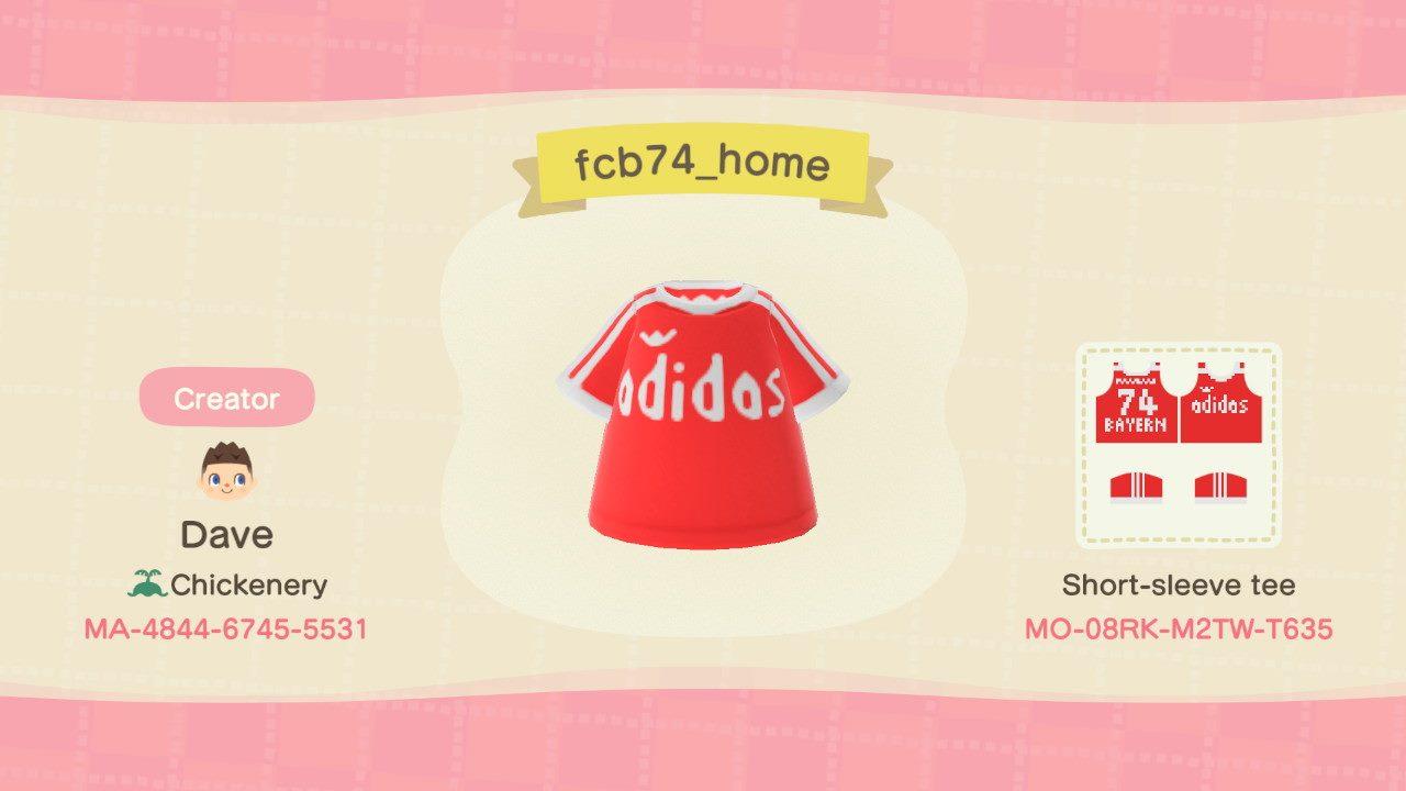 Animal Crossing Design Code: MO-08RK-M2TW-T635 FC Bayern 74/75 Home