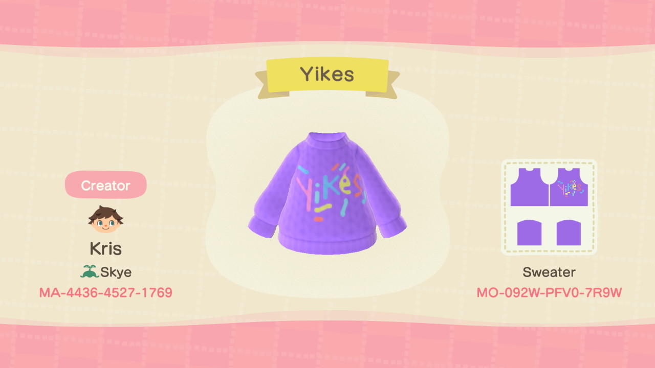 Animal Crossing Design Code: MO-092W-PFV0-7R9W Yikes