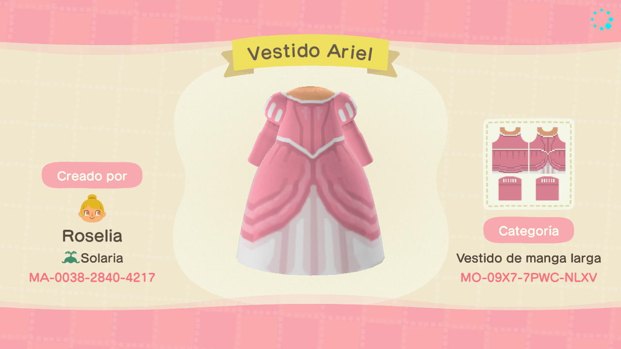 Animal Crossing Design Code: MO-09X7-7PWC-NLXV Princesa Ariel
