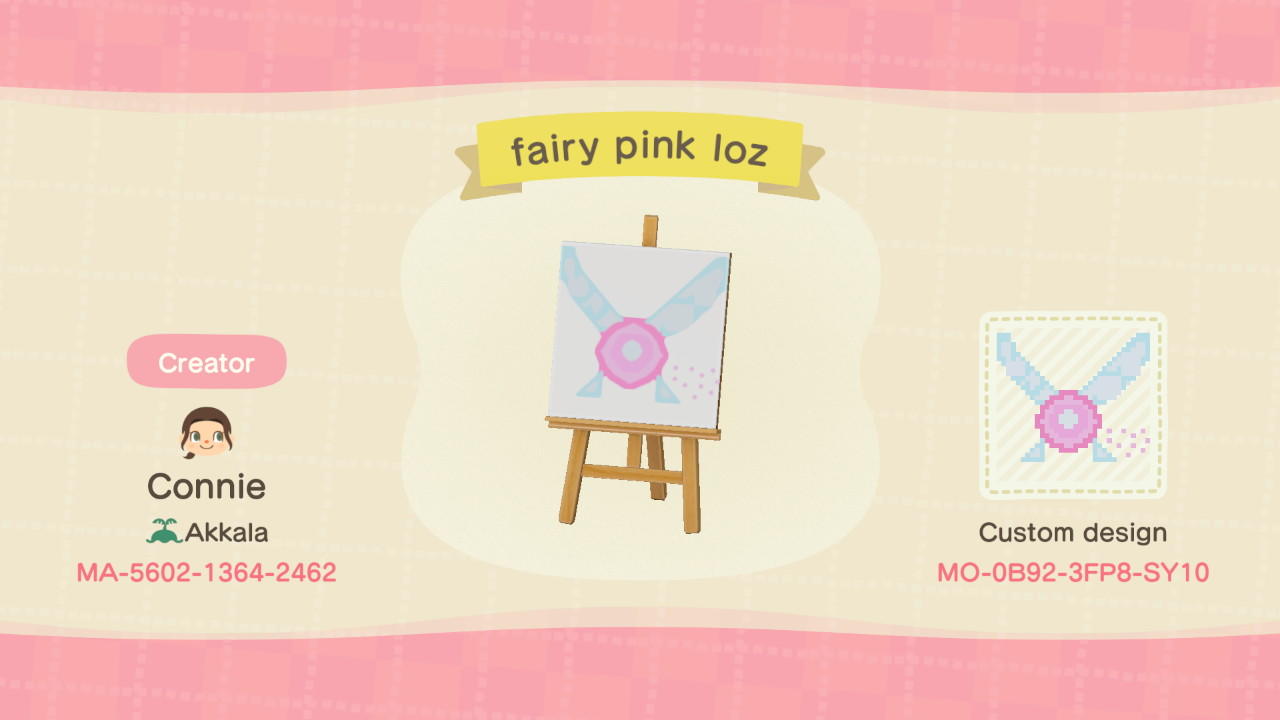Animal Crossing Design Code: MO-0B92-3FP8-SY10 Pink fairy loz