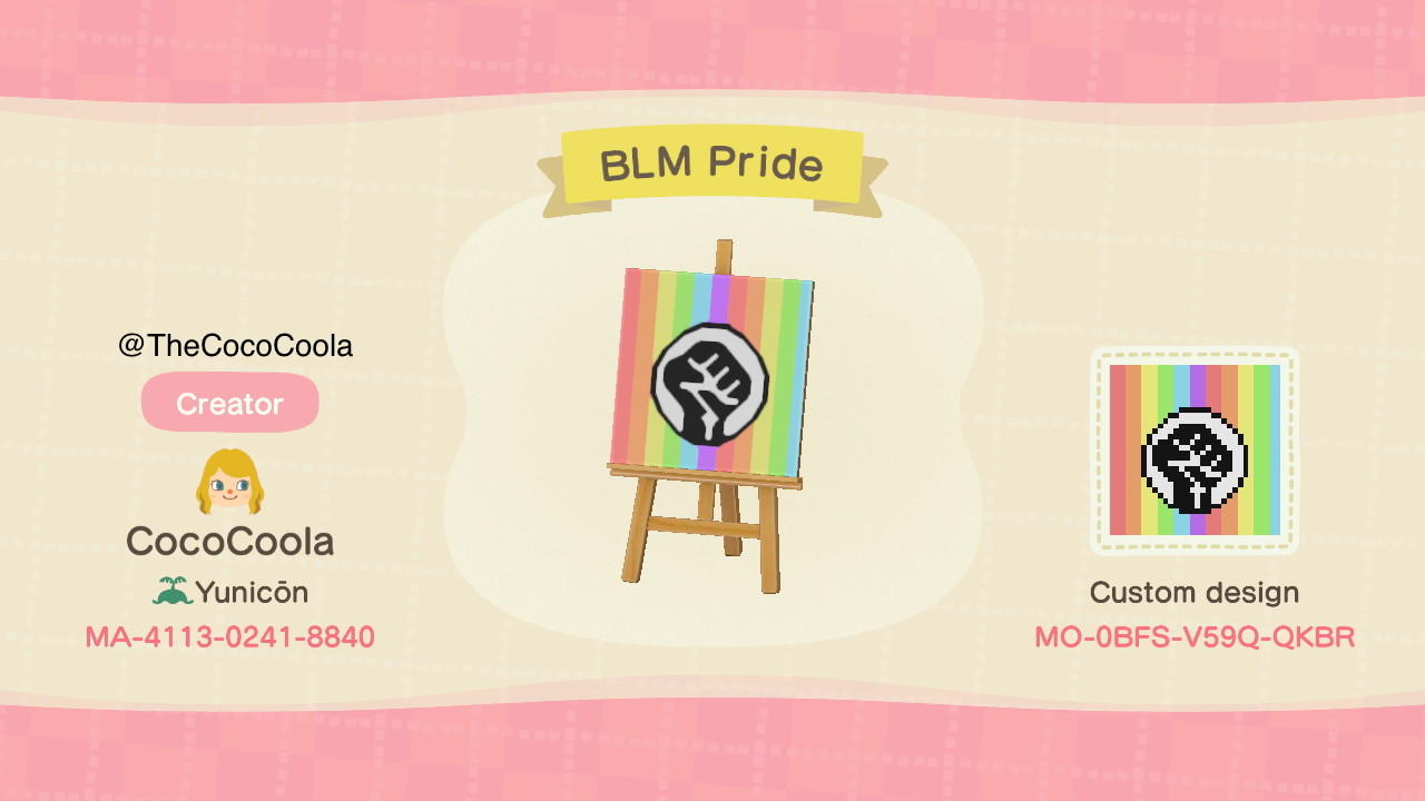 Animal Crossing Design Code: MO-0BFS-V59Q-QKBR BLM Pride