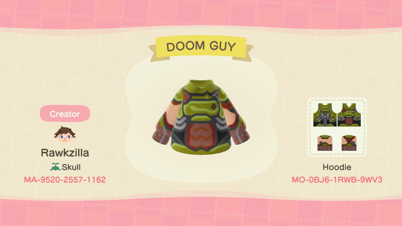 Animal Crossing Design Code: MO-0BJ6-1RWB-9WV3 DOOM GUY