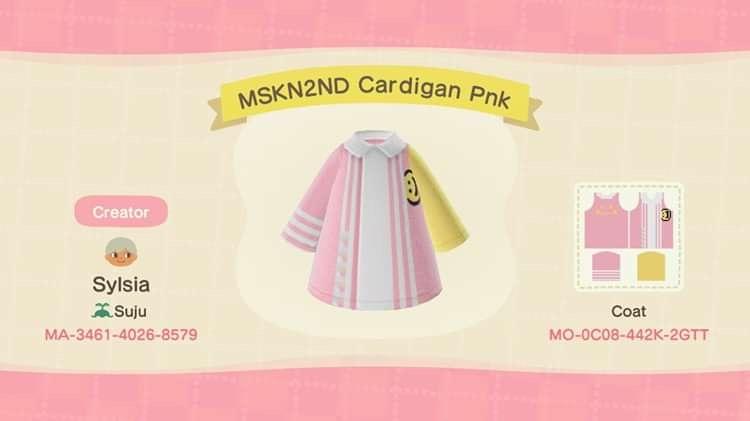 Animal Crossing Design Code: MO-0C08-442K-2GTT MSKN2ND Cardigan Pnk