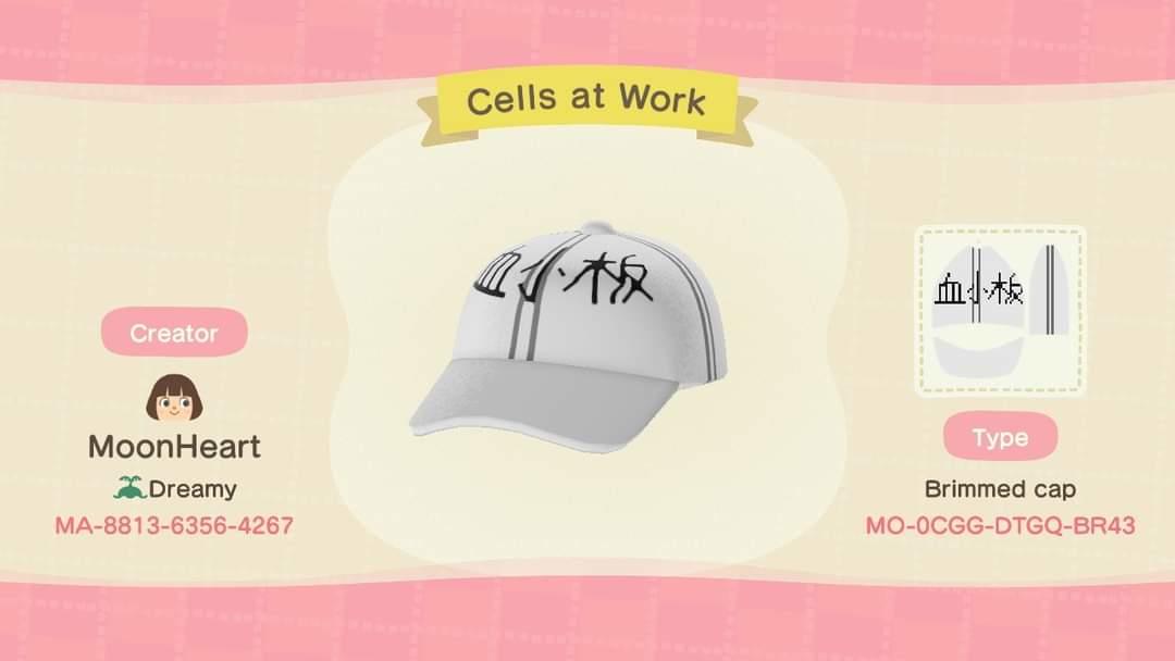 Animal Crossing Design Code: MO-0CGG-DTGQ-BR43 Cells at Work Cap