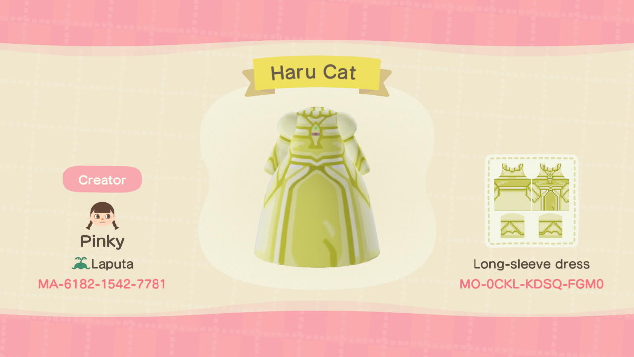 Animal Crossing Design Code: MO-0CKL-KDSQ-FGM0 Haru Cat
