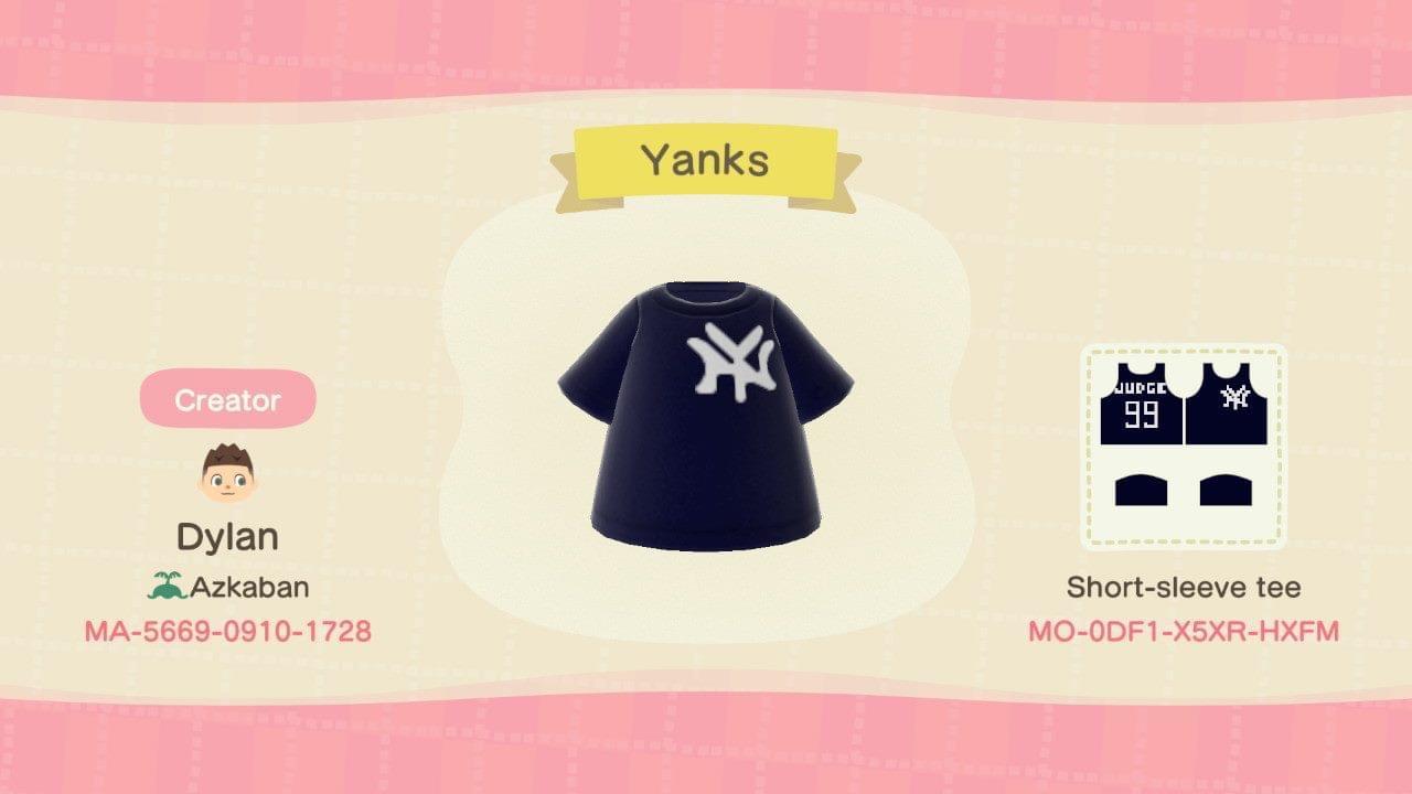 Animal Crossing Design Code: MO-0DF1-X5XR-HXFM NY Yankees Judge