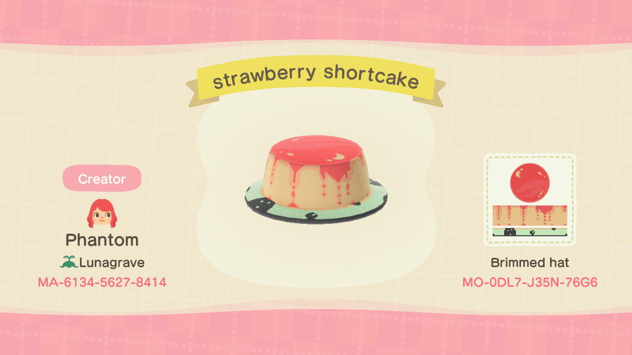 Animal Crossing Design Code: MO-0DL7-J35N-76G6 Strawberry shortcake