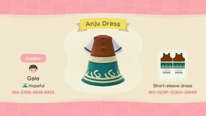 Animal Crossing Design Code: MO-0DNF-GQKF-GM4R Anju Dress