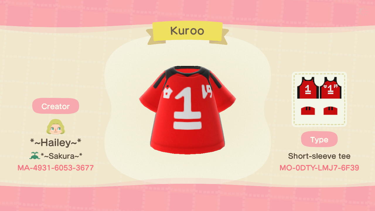 Animal Crossing Design Code: MO-0DTY-LMJ7-6F39 Kuroo
