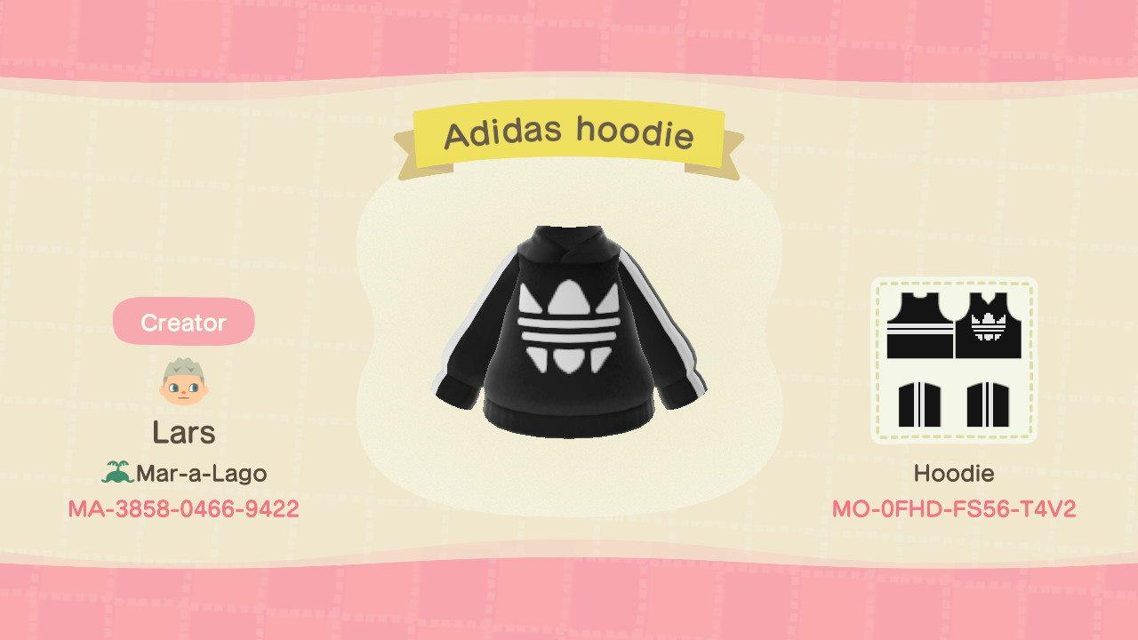 Animal Crossing Design Code: MO-0FHD-FS56-T4V2 Adidas hoodie