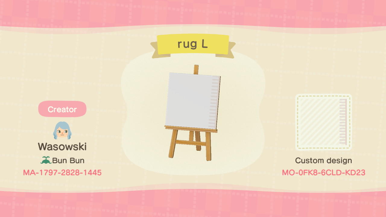 Animal Crossing Design Code: MO-0FK8-6CLD-KD23 rug L