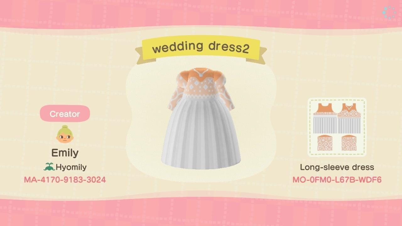 Animal Crossing Design Code: MO-0FM0-L67B-WDF6 Wedding dress
