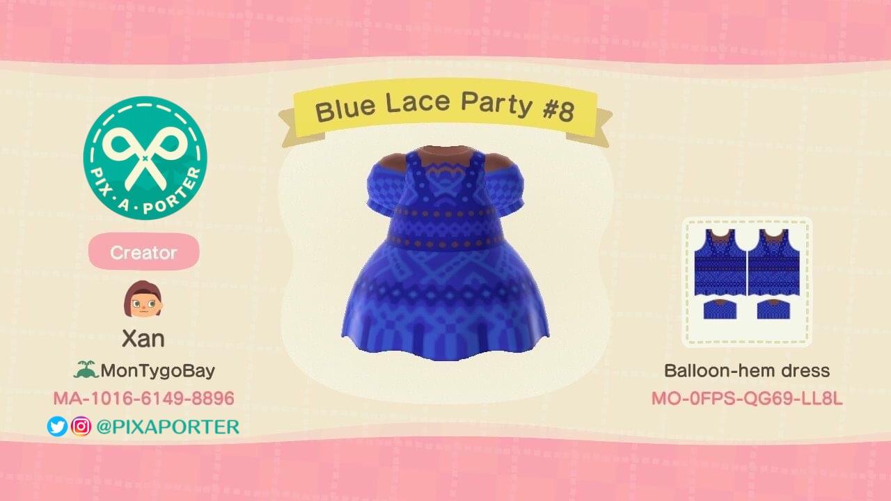 Animal Crossing Design Code: MO-0FPS-QG69-LL8L Blue Lace Party #8