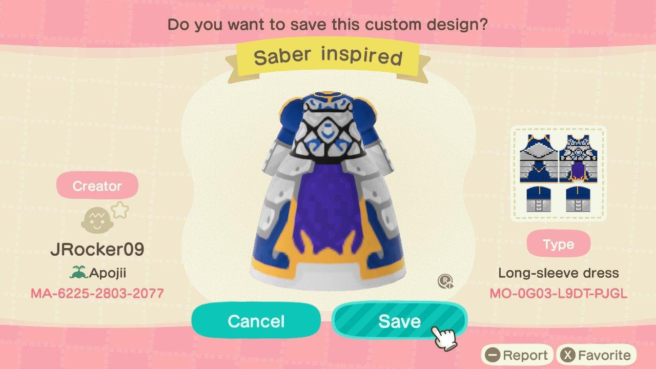 Animal Crossing Design Code: MO-0G03-L9DT-PJGL Saber-Gloves