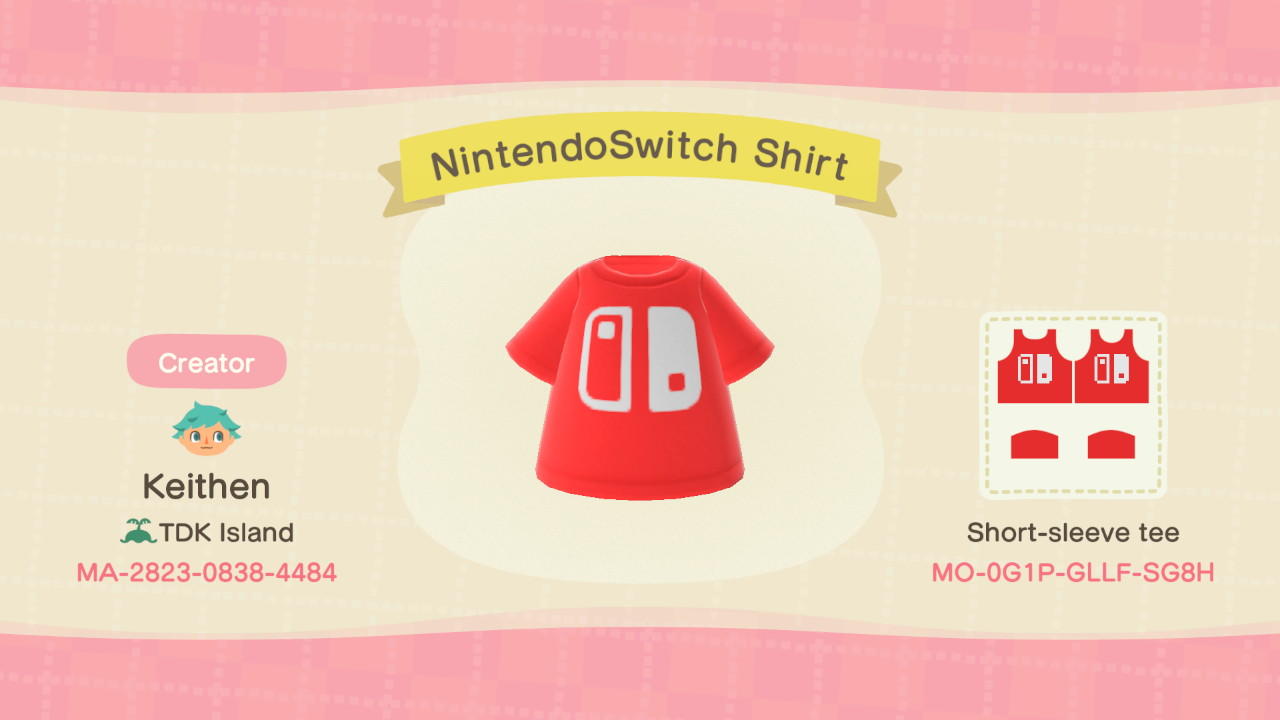 Animal Crossing Design Code: MO-0G1P-GLLF-SG8H NintendoSwitch Shirt