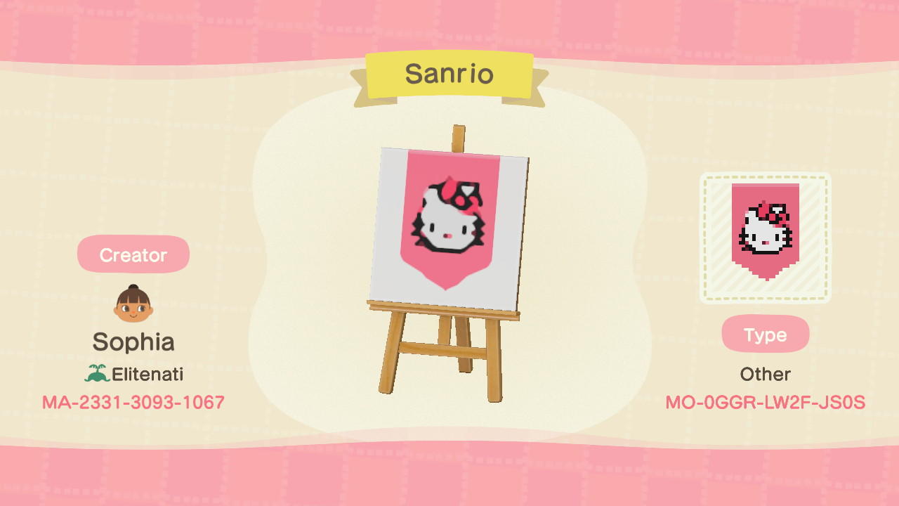 Animal Crossing Design Code: MO-0GGR-LW2F-JS0S Sanrio