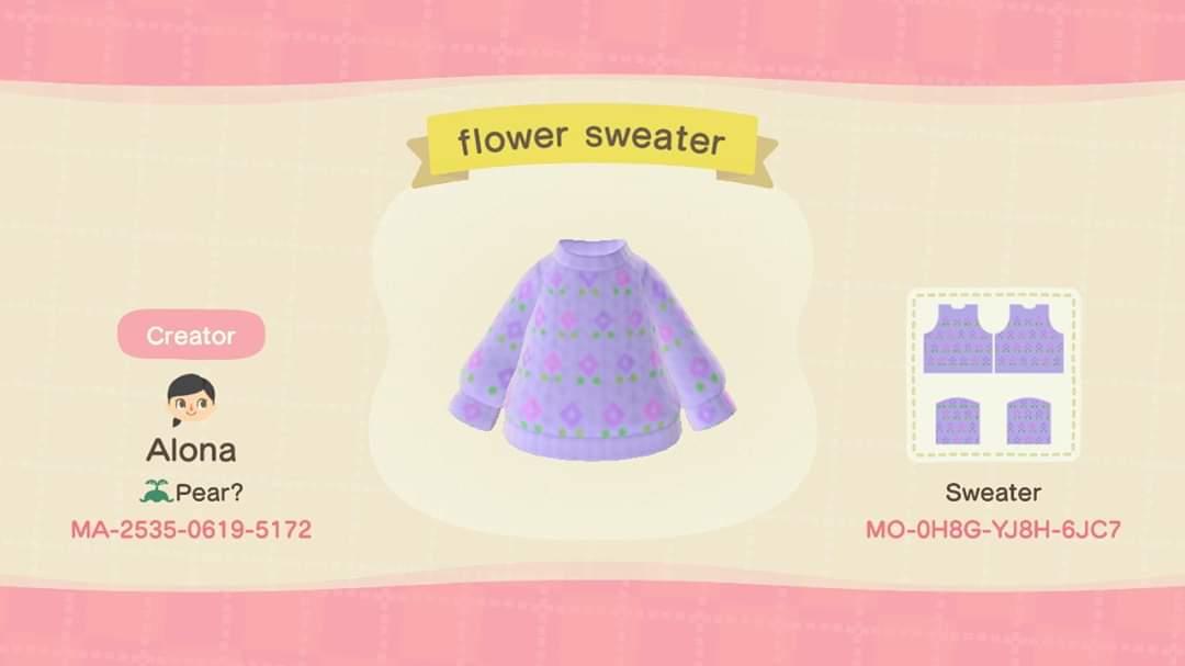 Animal Crossing Design Code: MO-0H8G-YJ8H-6JC7 flower sweater