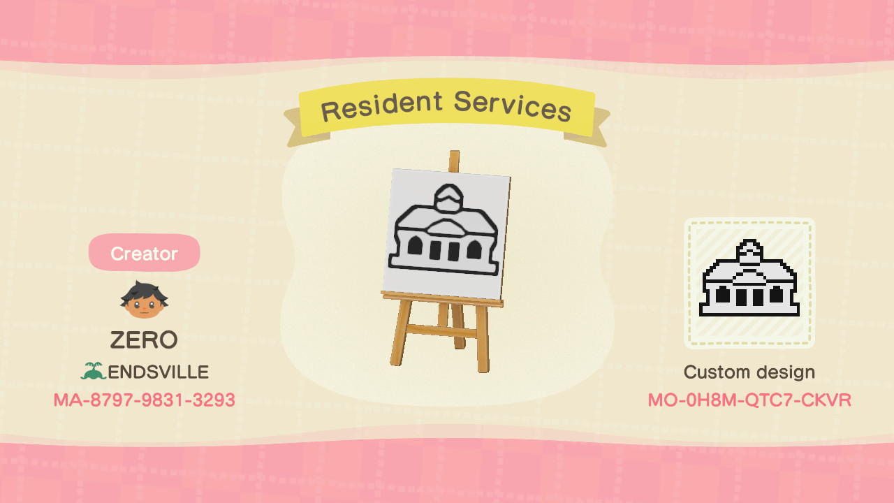 Animal Crossing Design Code: MO-0H8M-QTC7-CKVR Resident Services