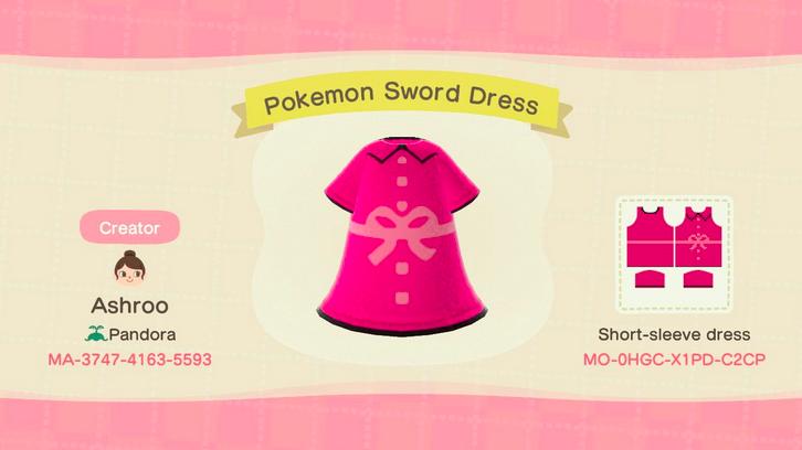 Animal Crossing Design Code: MO-0HGC-X1PD-C2CP Pokemon Sword Dress